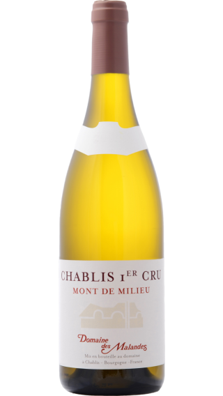 Bottle of Domaine des Malandes Chablis Premier Cru Mont de Milieu 2021 wine 750 ml